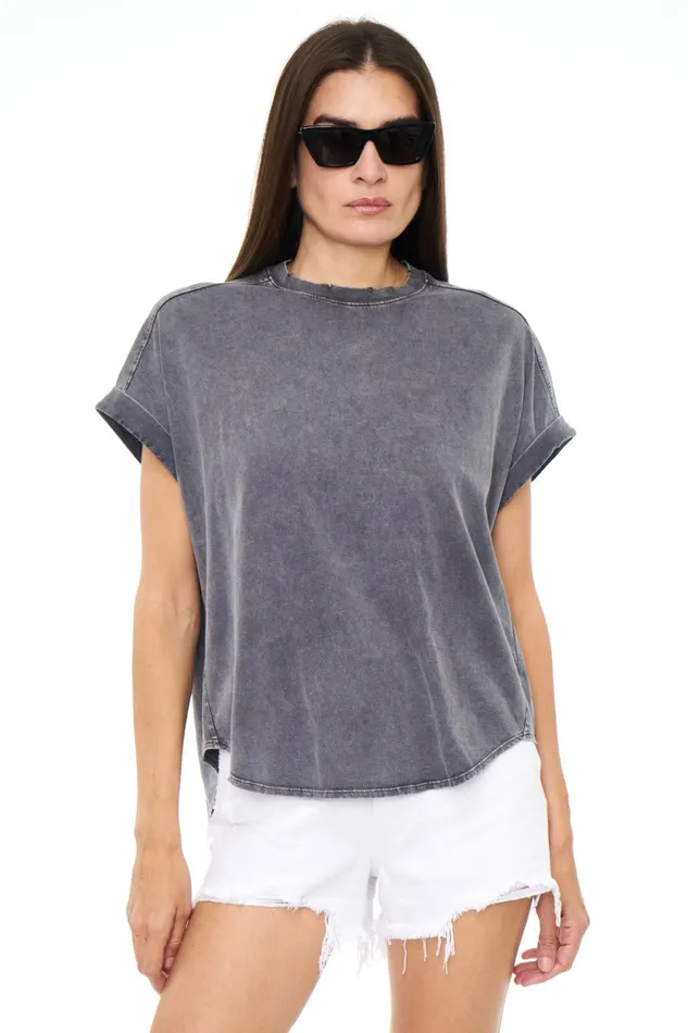 Pistola Denim Porter Oversized Tunic Tee 8211 Vintage Black Women Tops