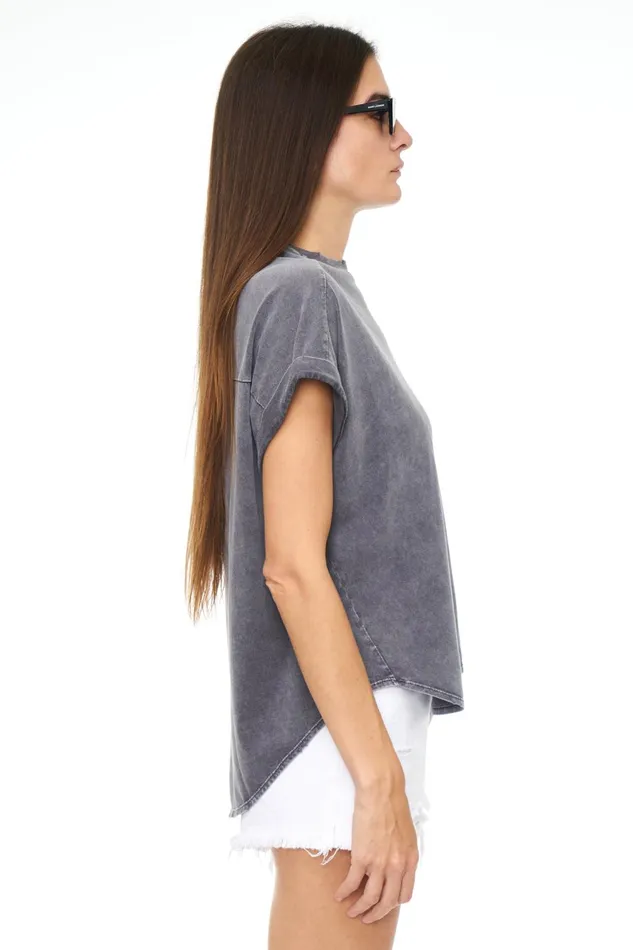 Pistola Denim Porter Oversized Tunic Tee 8211 Vintage Black Women Tops