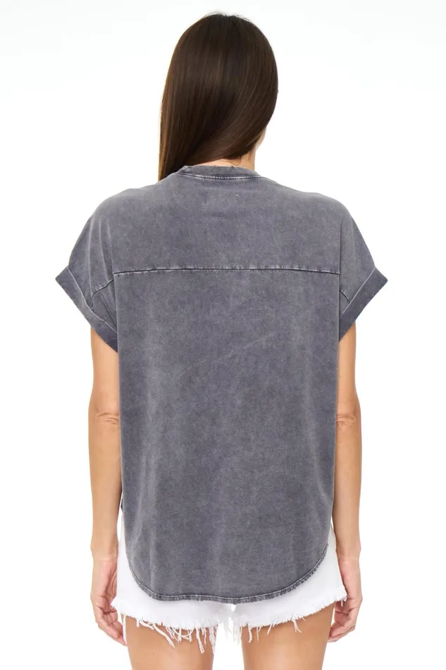 Pistola Denim Porter Oversized Tunic Tee 8211 Vintage Black Women Tops