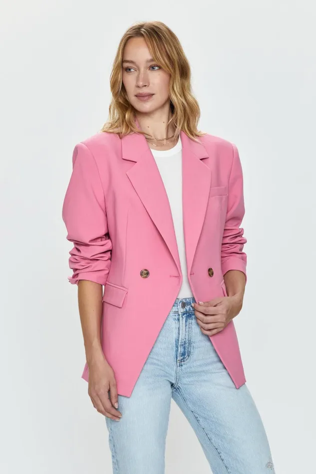 Pistola Denim Remy Double Breasted Blazer 8211 Pink Cosmos Women Jackets and Outerwear