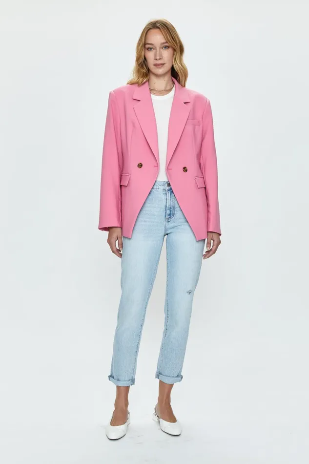 Pistola Denim Remy Double Breasted Blazer 8211 Pink Cosmos Women Jackets and Outerwear