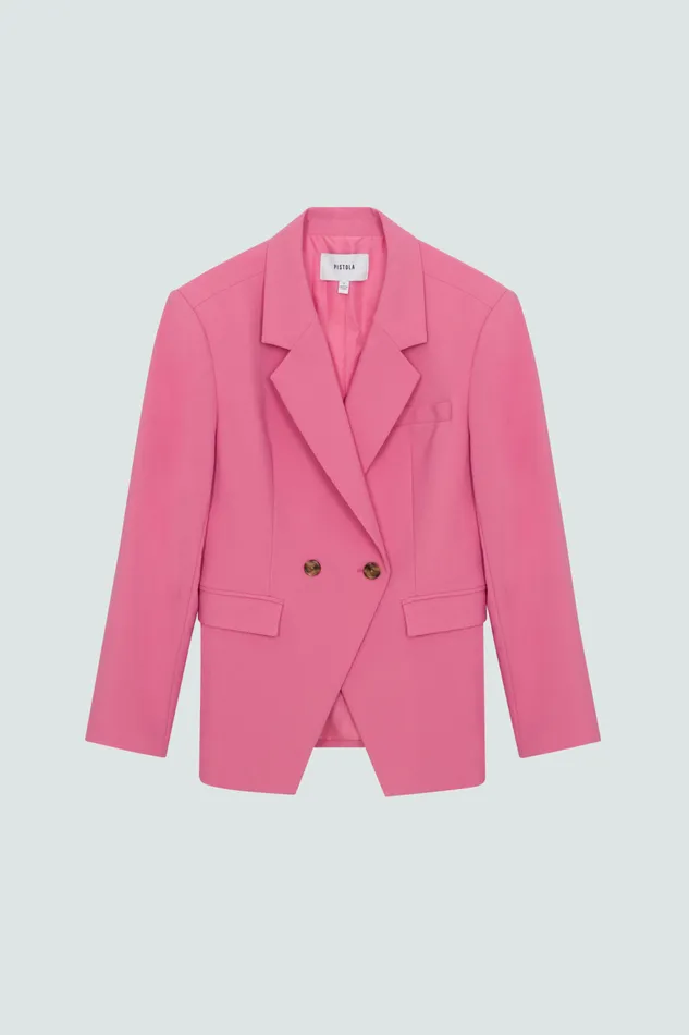 Pistola Denim Remy Double Breasted Blazer 8211 Pink Cosmos Women Jackets and Outerwear