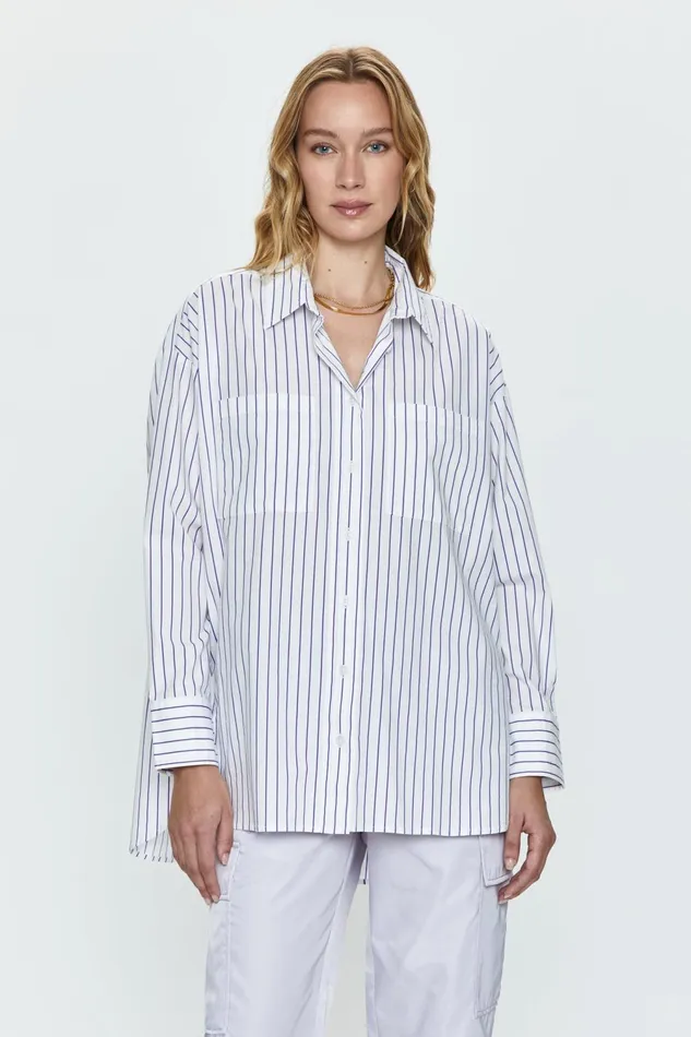 Pistola Denim Rena Button Down Shirt 8211 Violette Stripe Women Tops