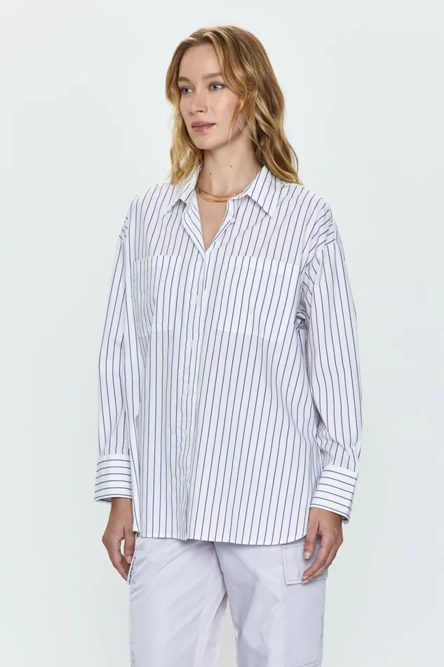 Pistola Denim Rena Button Down Shirt 8211 Violette Stripe Women Tops