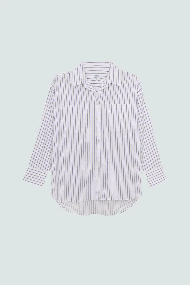 Pistola Denim Rena Button Down Shirt 8211 Violette Stripe Women Tops