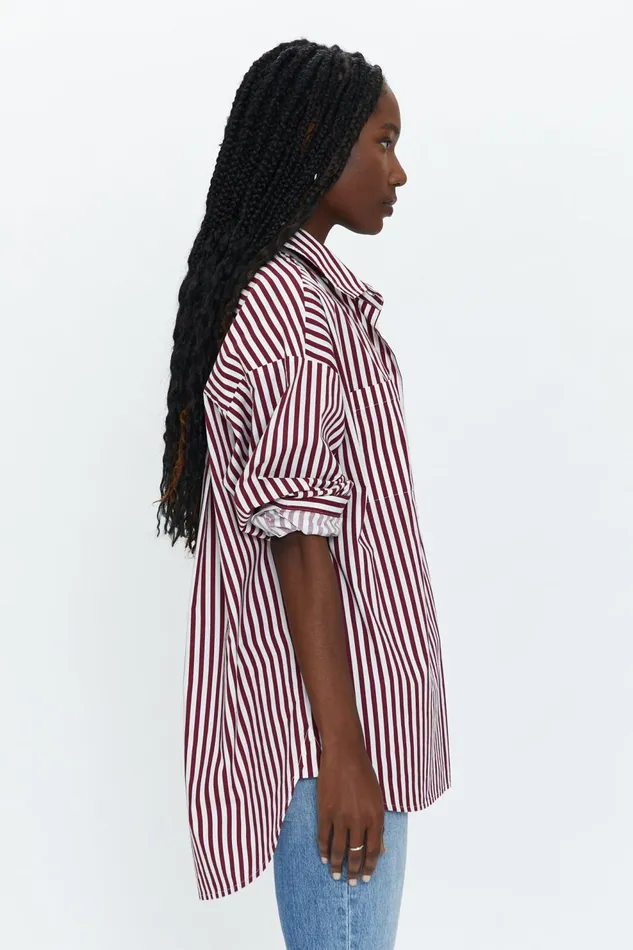 Pistola Denim Rena Button Down Tunic Shirt 8211 Ivory Bordeaux St Women Tops