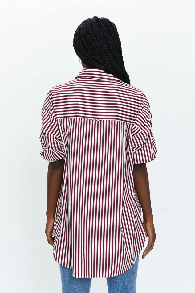 Pistola Denim Rena Button Down Tunic Shirt 8211 Ivory Bordeaux St Women Tops