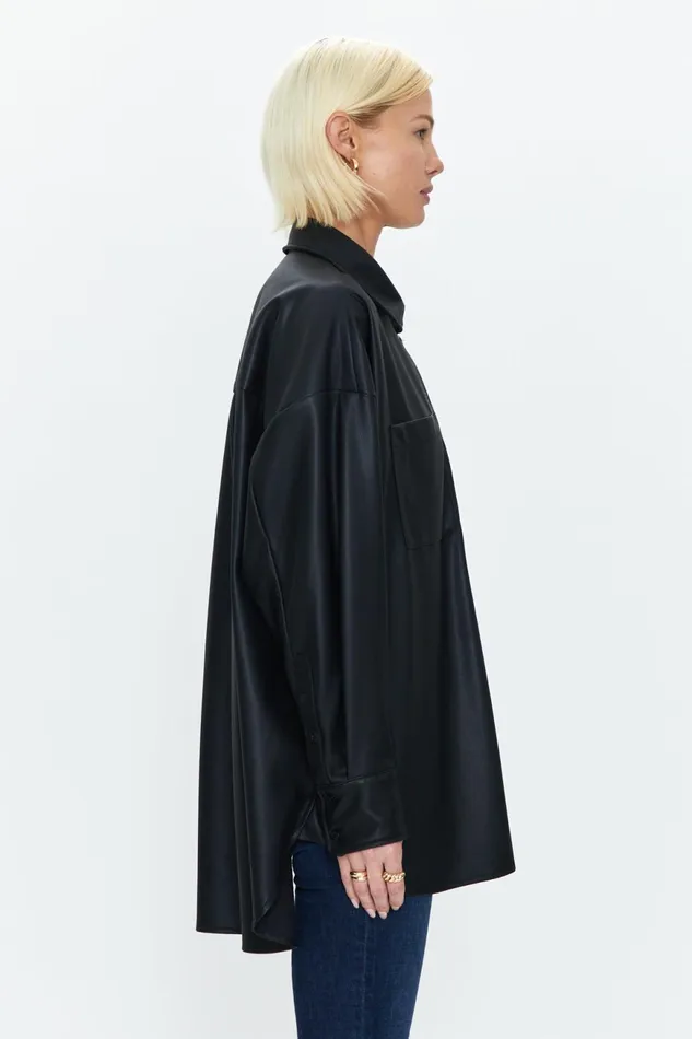 Pistola Denim Rena Button Down Tunic Shirt 8211 Slate Black Women Tops
