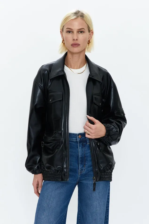Pistola Denim Rhett Utility Bomber 8211 Noir Women Jackets and Outerwear