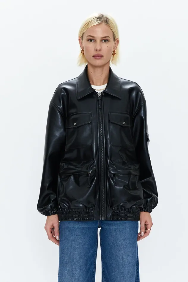 Pistola Denim Rhett Utility Bomber 8211 Noir Women Jackets and Outerwear