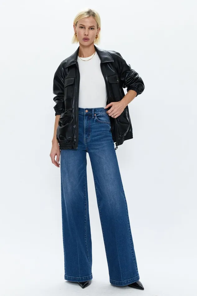 Pistola Denim Rhett Utility Bomber 8211 Noir Women Jackets and Outerwear
