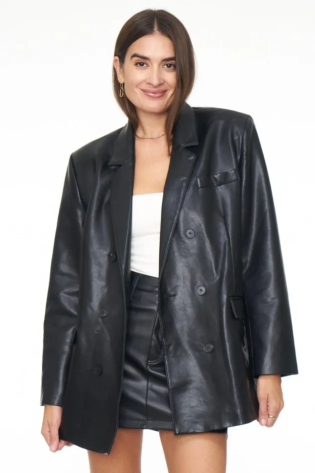Pistola Denim Roman Oversized Blazer 8211 Noir Women Jackets and Outerwear
