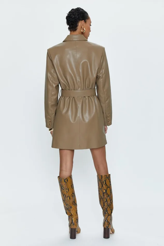 Pistola Denim Romina Belted Blazer Dress 8211 Taupe Women Dresses