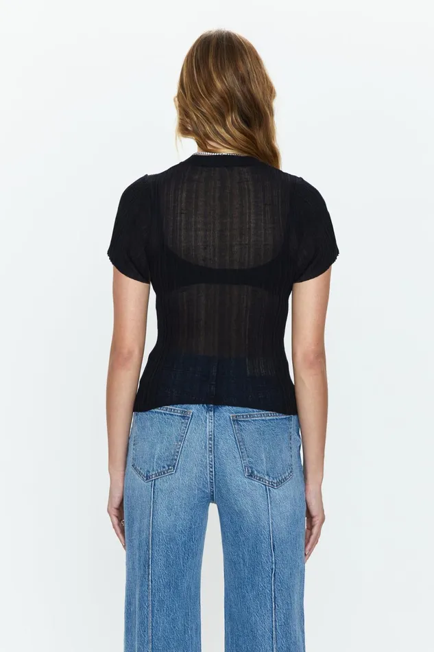Pistola Denim Romy Short Sleeve Crew Neck Tee 8211 Noir Women Tops