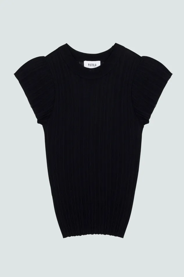 Pistola Denim Romy Short Sleeve Crew Neck Tee 8211 Noir Women Tops