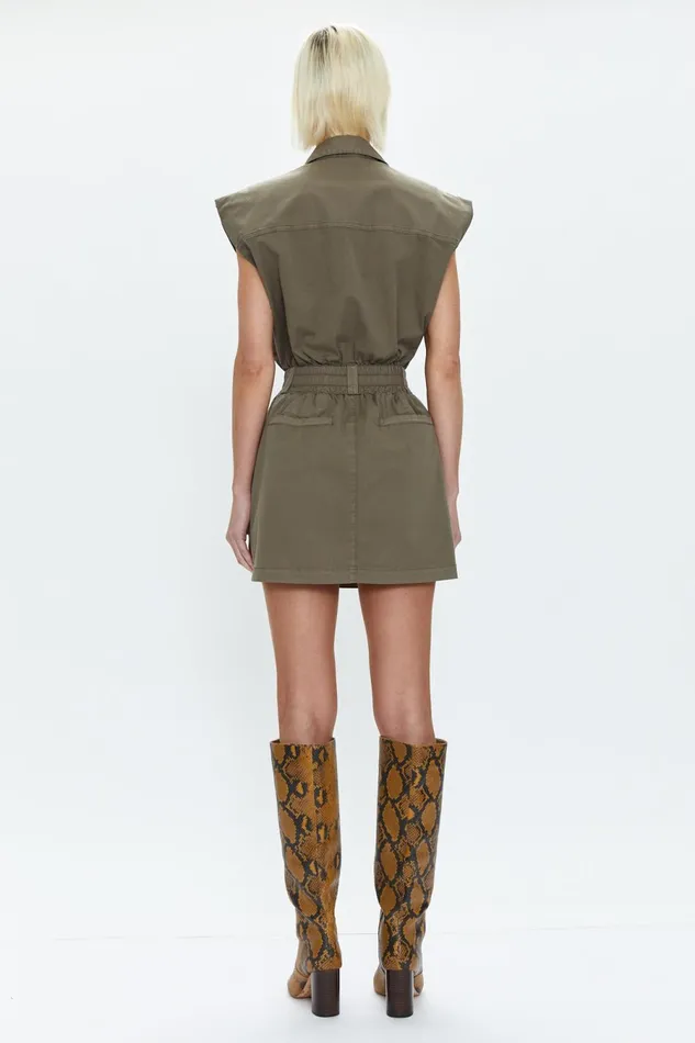 Pistola Denim Rosie Mini Dress Smocked Waist Dress 8211 Dark Olive Women Dresses