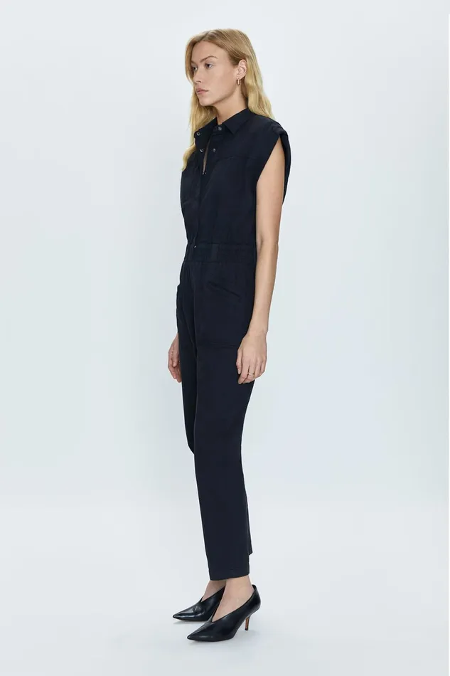Pistola Denim Rosie Shoulder Pad Jumpsuit 8211 Fade To Black Women Jumpsuits and Rompers