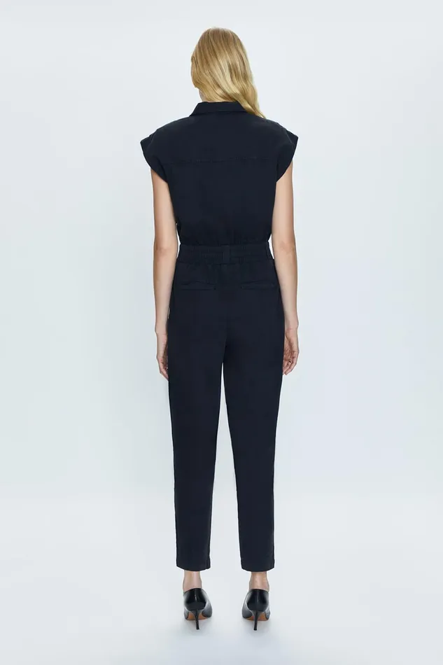 Pistola Denim Rosie Shoulder Pad Jumpsuit 8211 Fade To Black Women Jumpsuits and Rompers