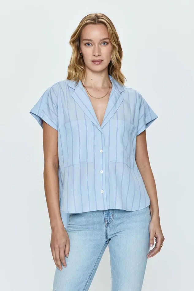 Pistola Denim Sabine Shirt 8211 Sky Wide Stripe Women Tops