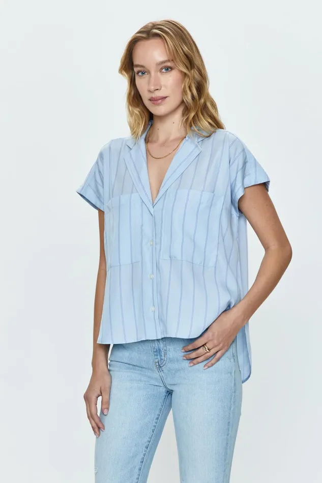 Pistola Denim Sabine Shirt 8211 Sky Wide Stripe Women Tops
