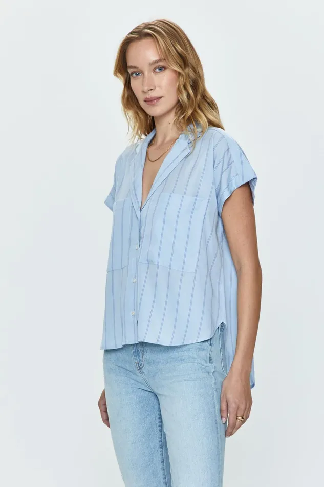 Pistola Denim Sabine Shirt 8211 Sky Wide Stripe Women Tops