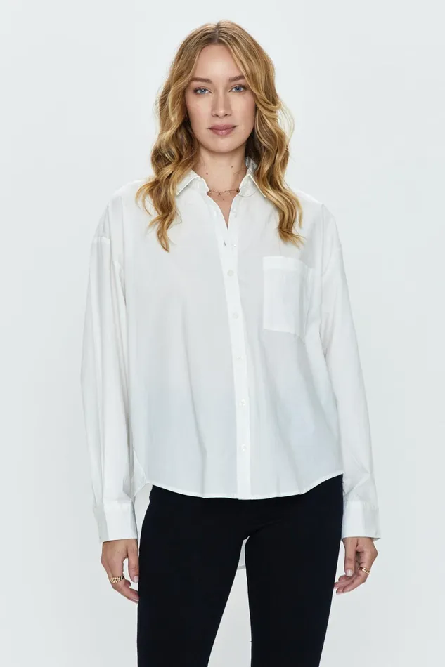 Pistola Denim Sloane Long Sleeve Oversized Button Down Shirt 8211 Le Blanc Women Tops Pistola Denim Sloane Long Sleeve Oversized Button Down Shirt 8211 Le Blanc Women Tops