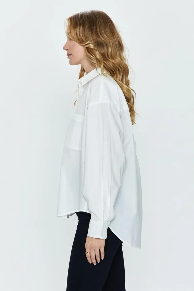 Pistola Denim Sloane Long Sleeve Oversized Button Down Shirt 8211 Le Blanc Women Tops