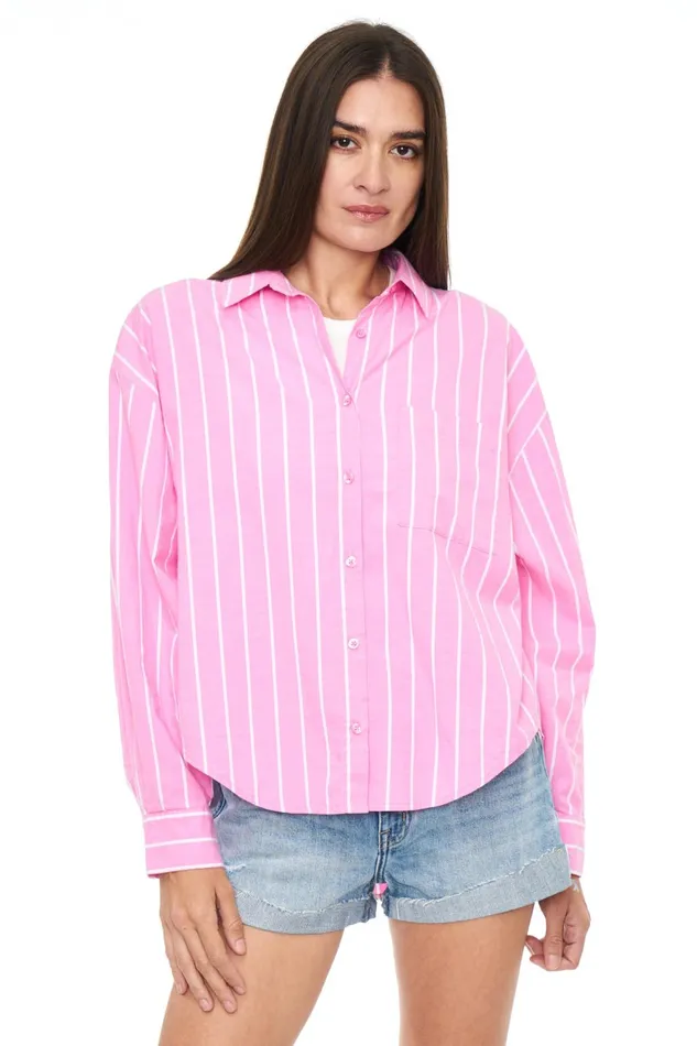 Pistola Denim Sloane Oversized Button Down Shirt 8211 Flamingo Stripe Women Tops Pistola Denim Sloane Oversized Button Down Shirt 8211 Flamingo Stripe Women Tops