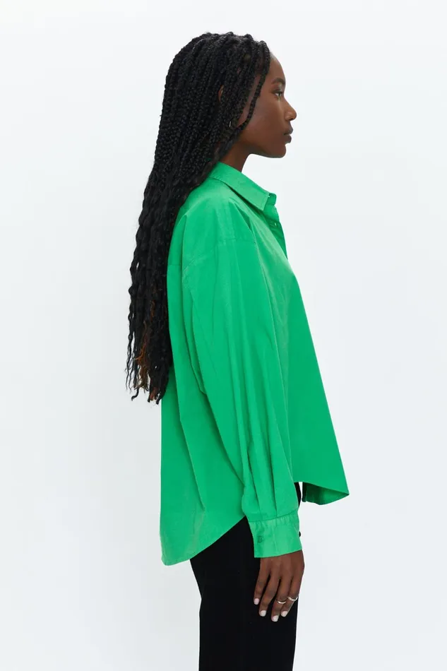 Pistola Denim Sloane Oversized Button Down Shirt 8211 Green Apple Women Tops