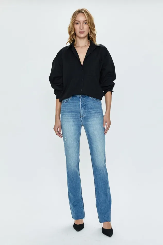 Pistola Denim Sloane Oversized Button Down Shirt 8211 Noir Women Tops
