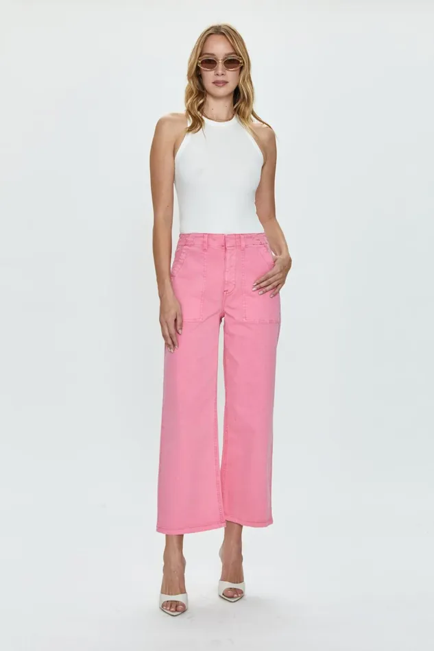 Pistola Denim Sophia Wide Leg Trouser 8211 Peony Pink Women Pants