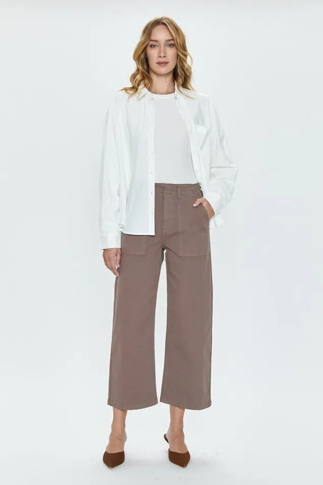Pistola Denim Sophia Wide Leg Utility Ankle 8211 Dark Mushroom Women Pants