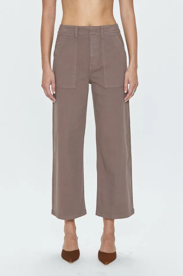 Pistola Denim Sophia Wide Leg Utility Ankle 8211 Dark Mushroom Women Pants