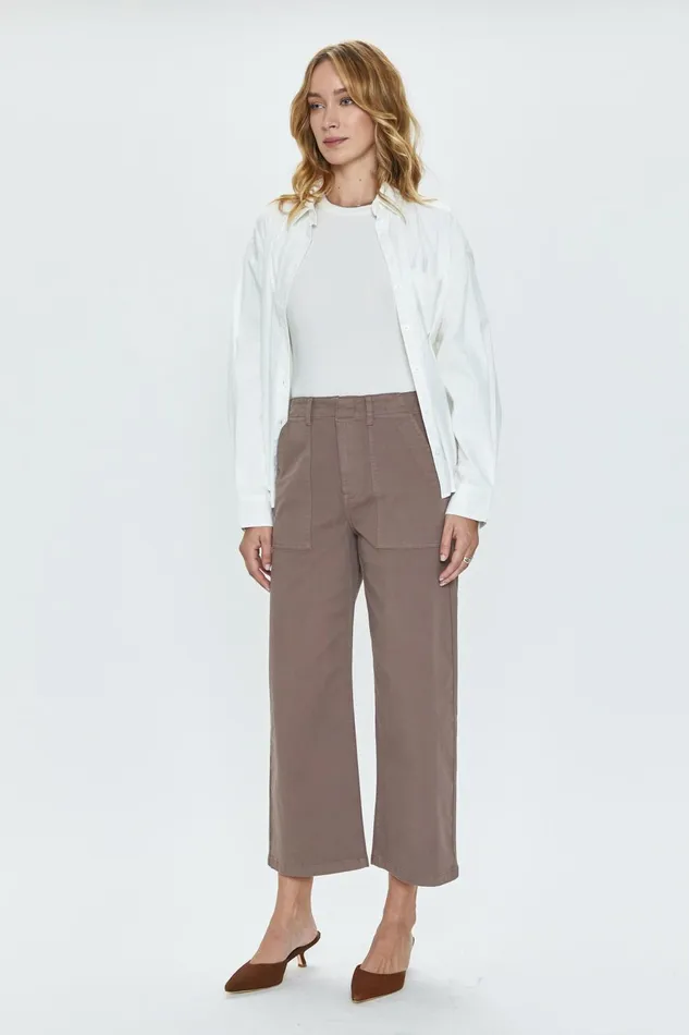Pistola Denim Sophia Wide Leg Utility Ankle 8211 Dark Mushroom Women Pants