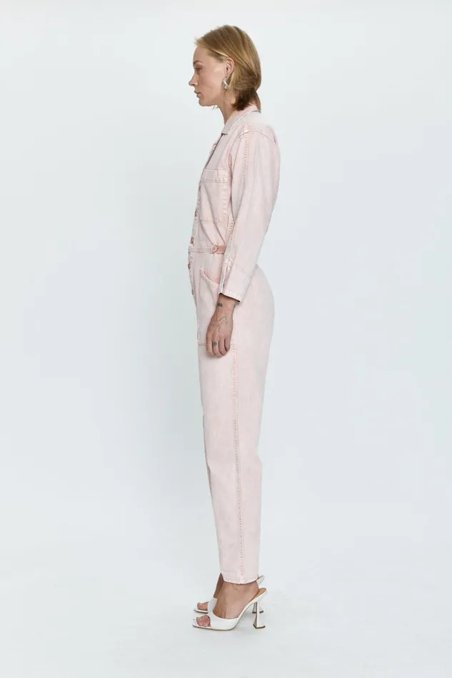 Pistola Denim Tanner Long Sleeve Field Suit 8211 Mellow Rose Snow Women Jumpsuits and Rompers