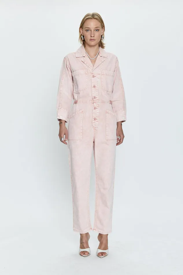 Pistola Denim Tanner Long Sleeve Field Suit 8211 Mellow Rose Snow Women Jumpsuits and Rompers