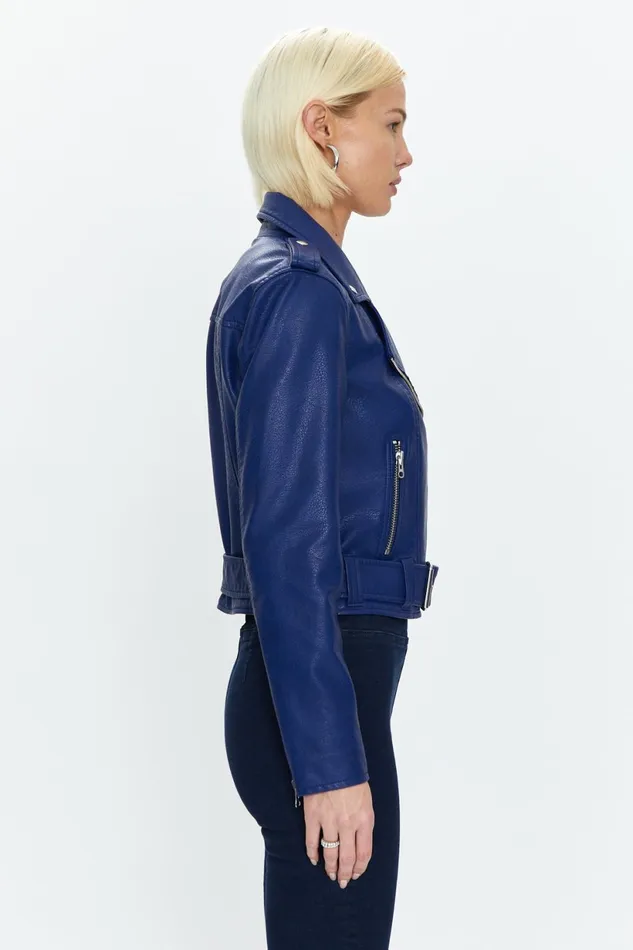 Pistola Denim Tracy Cropped Moto Jacket 8211 Electric Blue Women Jackets and Outerwear