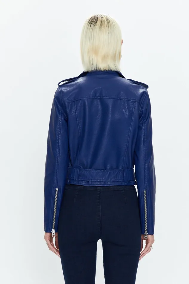 Pistola Denim Tracy Cropped Moto Jacket 8211 Electric Blue Women Jackets and Outerwear