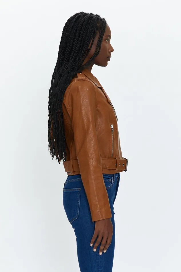Pistola Denim Tracy Moto Jacket 8211 Cognac Women Jackets and Outerwear