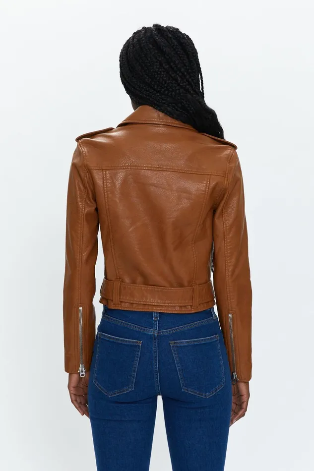 Pistola Denim Tracy Moto Jacket 8211 Cognac Women Jackets and Outerwear