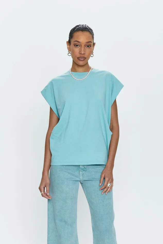 Pistola Denim Trina Muscle Tee 8211 Aqua Women Tees and Tanks