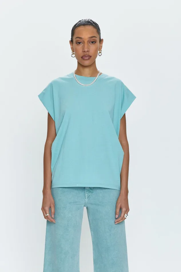 Pistola Denim Trina Muscle Tee 8211 Aqua Women Tees and Tanks