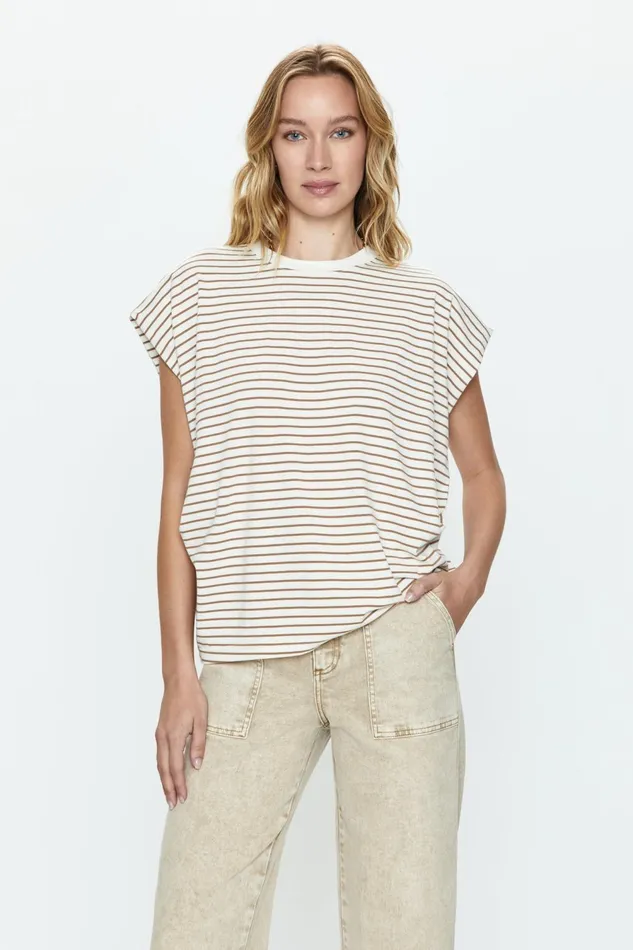 Pistola Denim Trina Muscle Tee 8211 Sable Stripe Women Tops