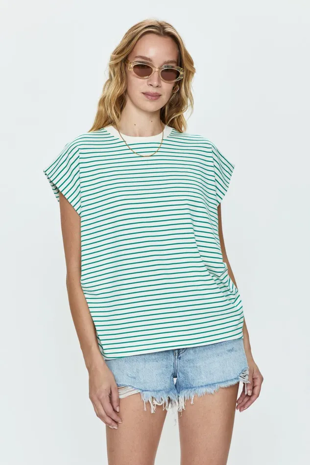 Pistola Denim Trina Muscle Tee 8211 Vert Stripe Women Tees and Tanks