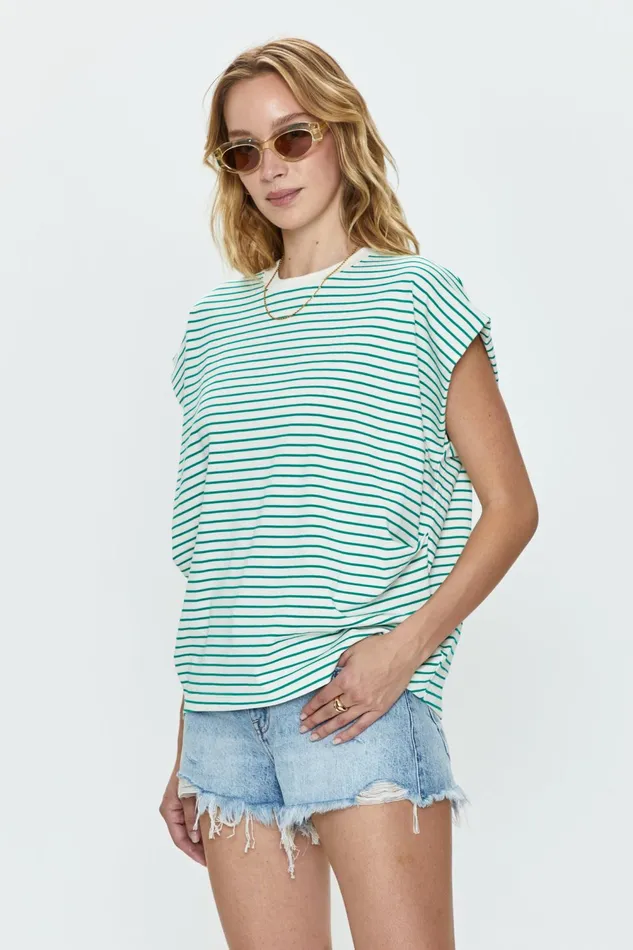 Pistola Denim Trina Muscle Tee 8211 Vert Stripe Women Tees and Tanks