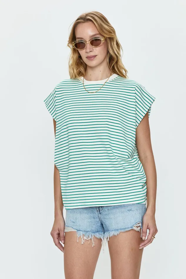 Pistola Denim Trina Muscle Tee 8211 Vert Stripe Women Tees and Tanks