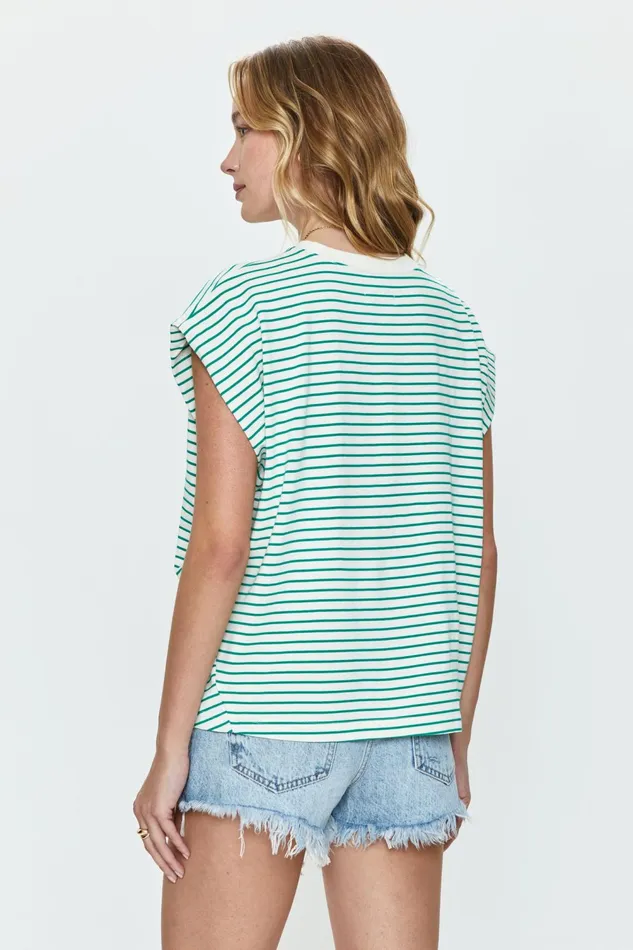 Pistola Denim Trina Muscle Tee 8211 Vert Stripe Women Tees and Tanks