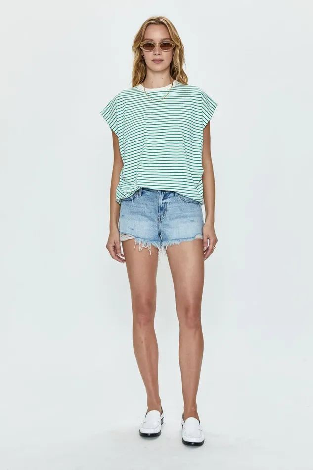 Pistola Denim Trina Muscle Tee 8211 Vert Stripe Women Tees and Tanks