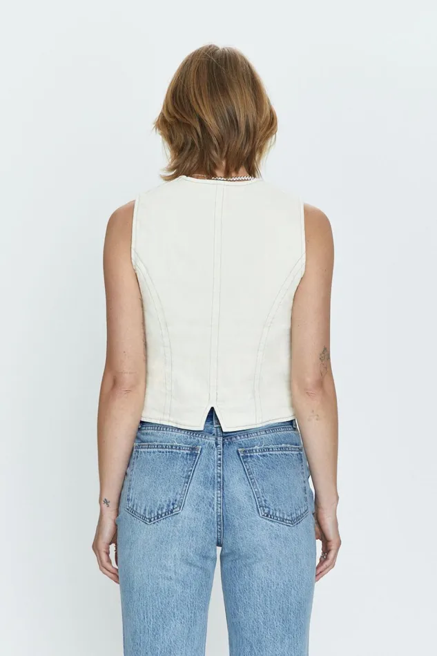 Pistola Denim Vero Cropped Vest 8211 Ecru Women Denim