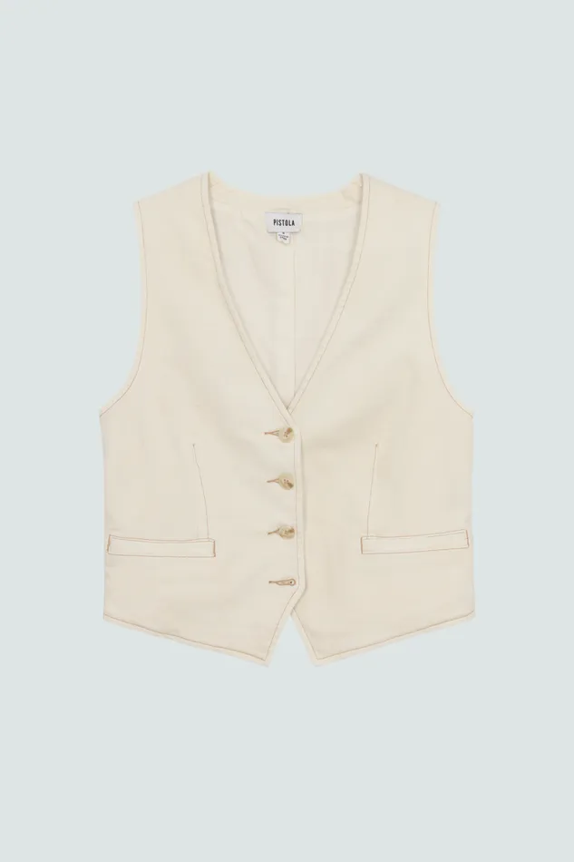 Pistola Denim Vero Cropped Vest 8211 Ecru Women Denim